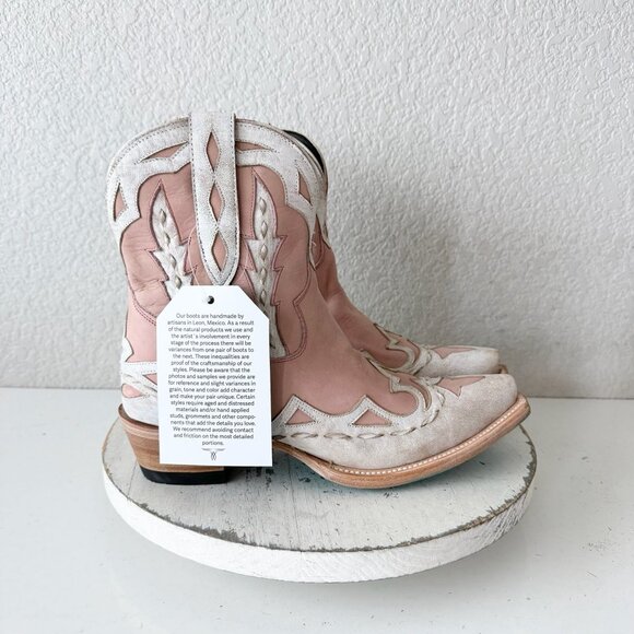 Lane CHASE THE WIND Womens Cowboy Bootie 6 Western Pink White Cowgirl Boots - Picture 2 of 11